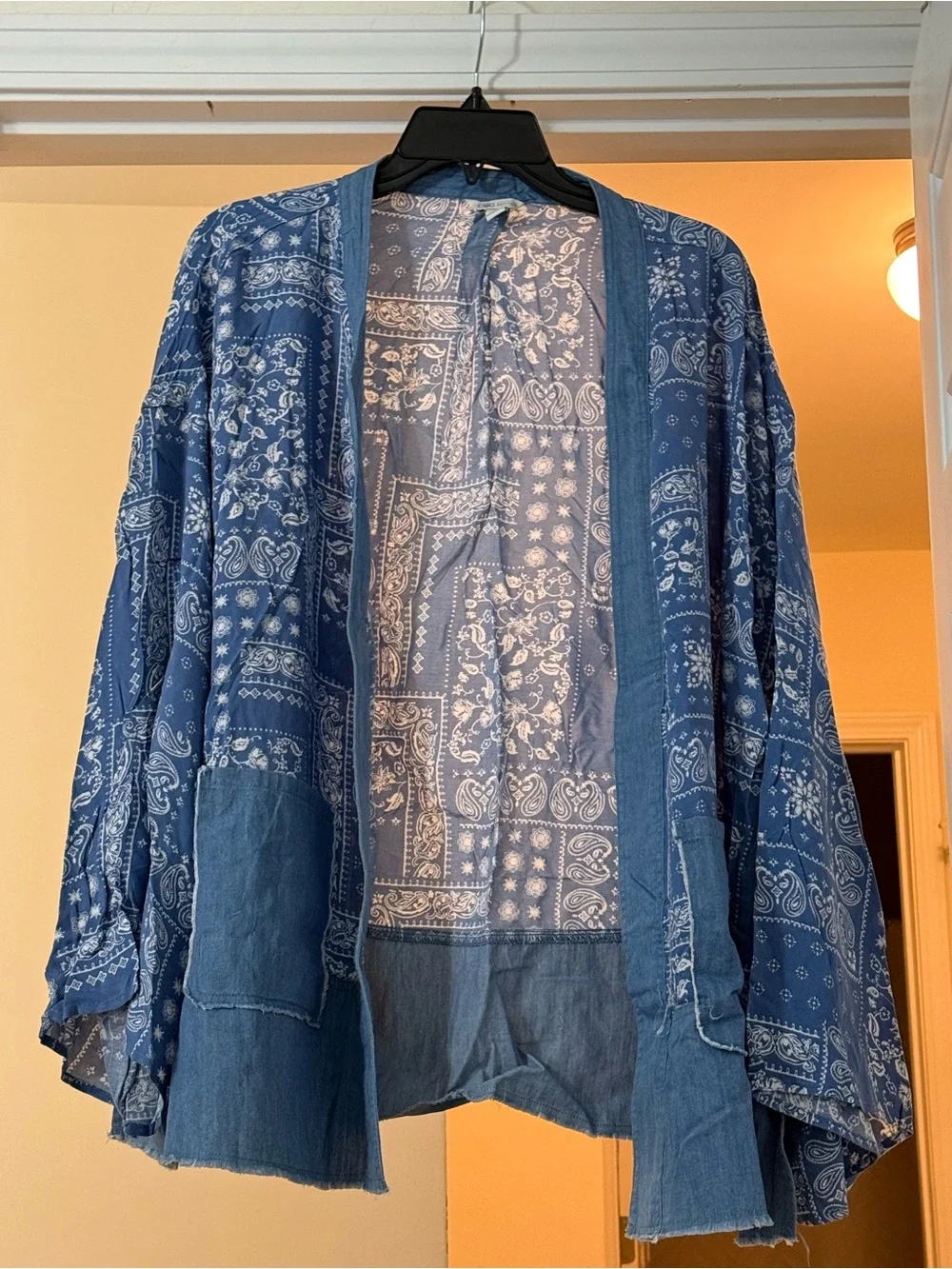 Cato Blue Paisley Open-Front Kimono